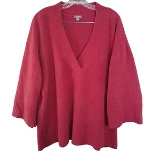 J. Jill Dusty Rose Chunky Knit Chenille Pull Over V Neck Sweater Size Large